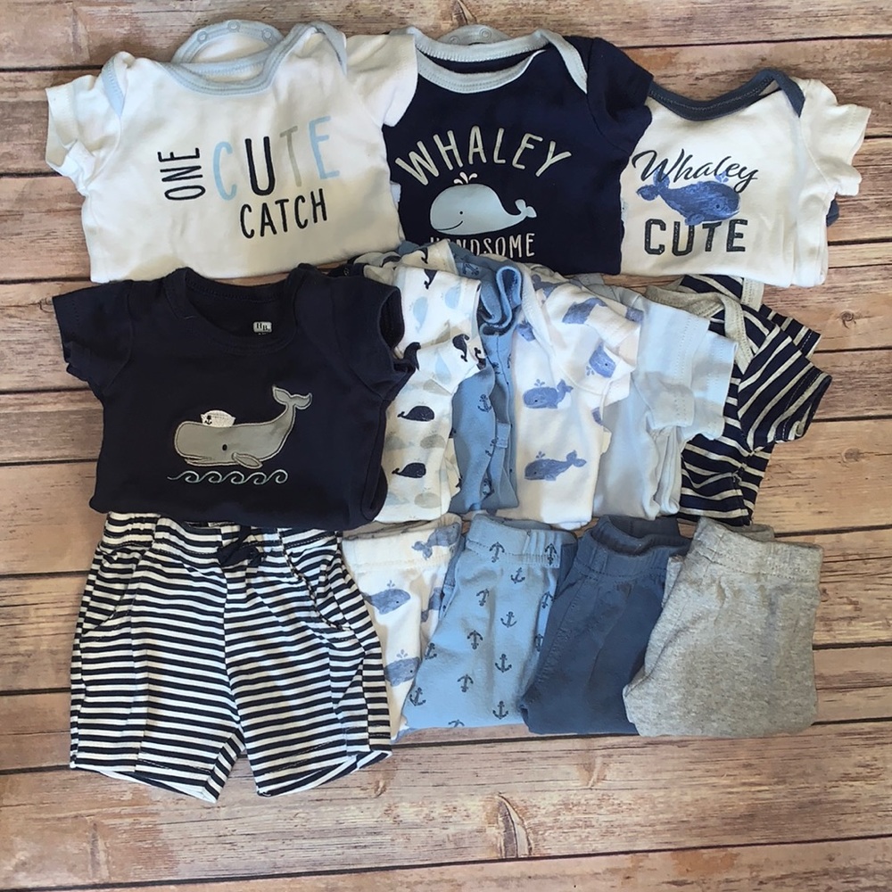 Baby boy nautical whales outfits bundle